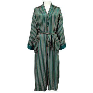 Vintage Victoria's Secret Gold Label Robe Womens Small Satin Stripe 90s